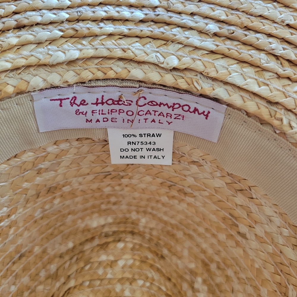 Filippo Catarzi‎ Crochet Woven Wide Brim Panama Natural Straw Fedora Hat - Picture 6 of 9